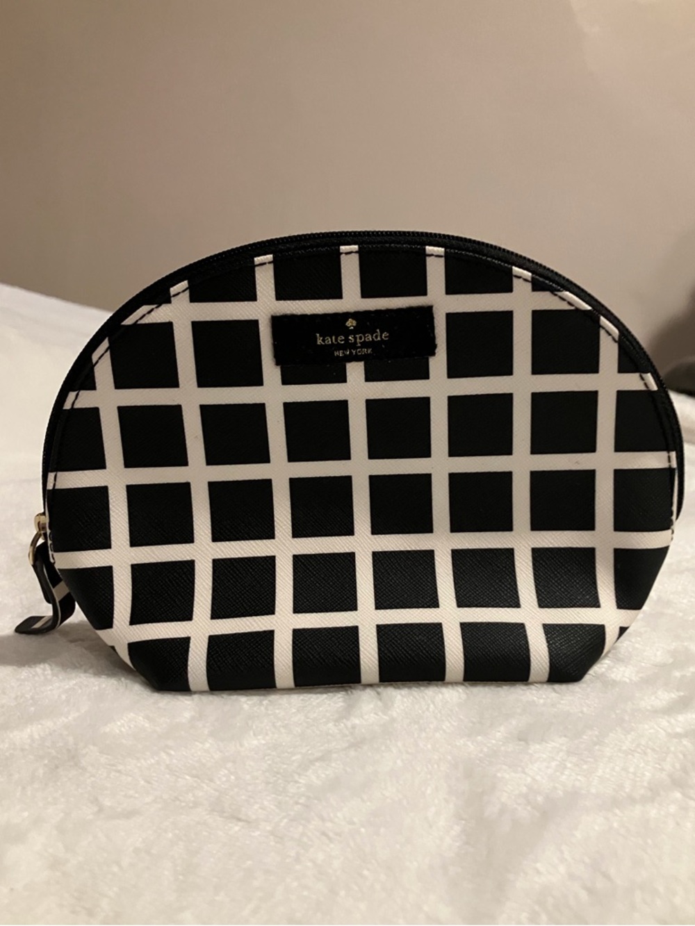 kate spade Black and White Check Cosmetic Case